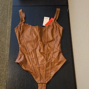Popilush Faux Leather Bodysuit Size L
